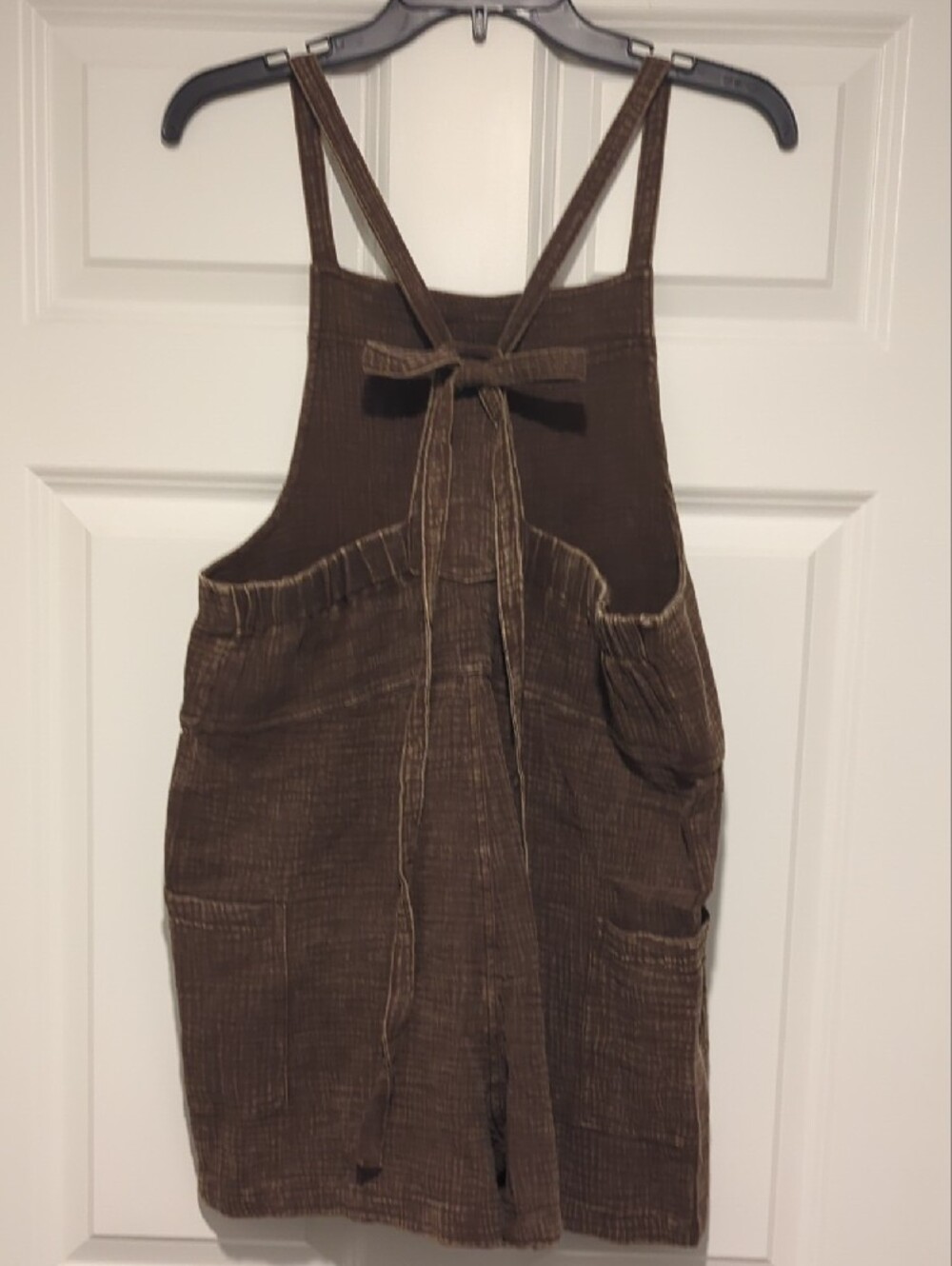Zenana Outfitters Brown Cotton Gauze Pinafore Romper - Picture 3 of 4